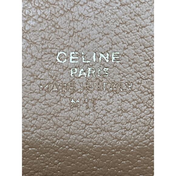 Vintage Celine Macadam Coated Canvas Clutch Pouch Made In Italy Tan Leather Trim - Picture 6 of 14